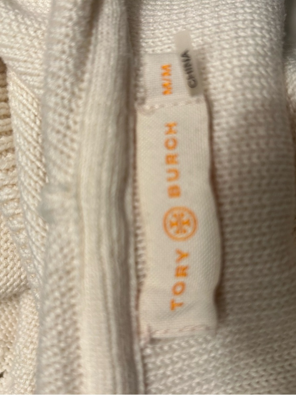 Tory Burch Cream Knit Pullover with Logo Tag - Picture 6 of 7